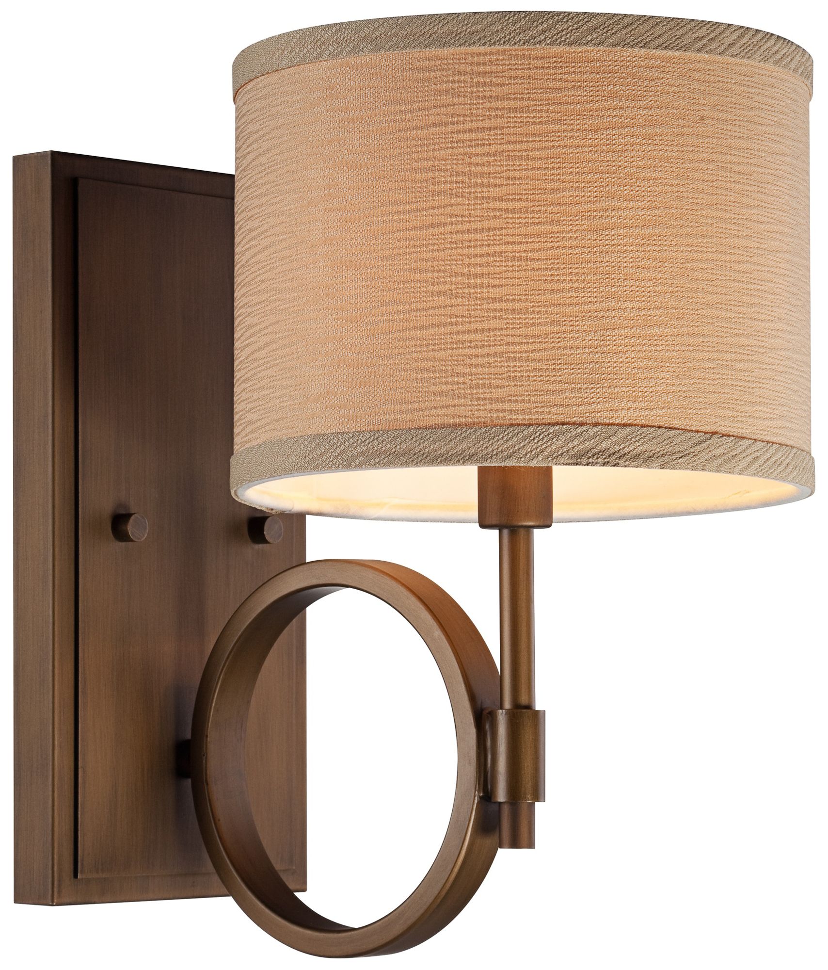 Brushed-Bronze Hand-Crafted Shade 13" High Wall Sconce