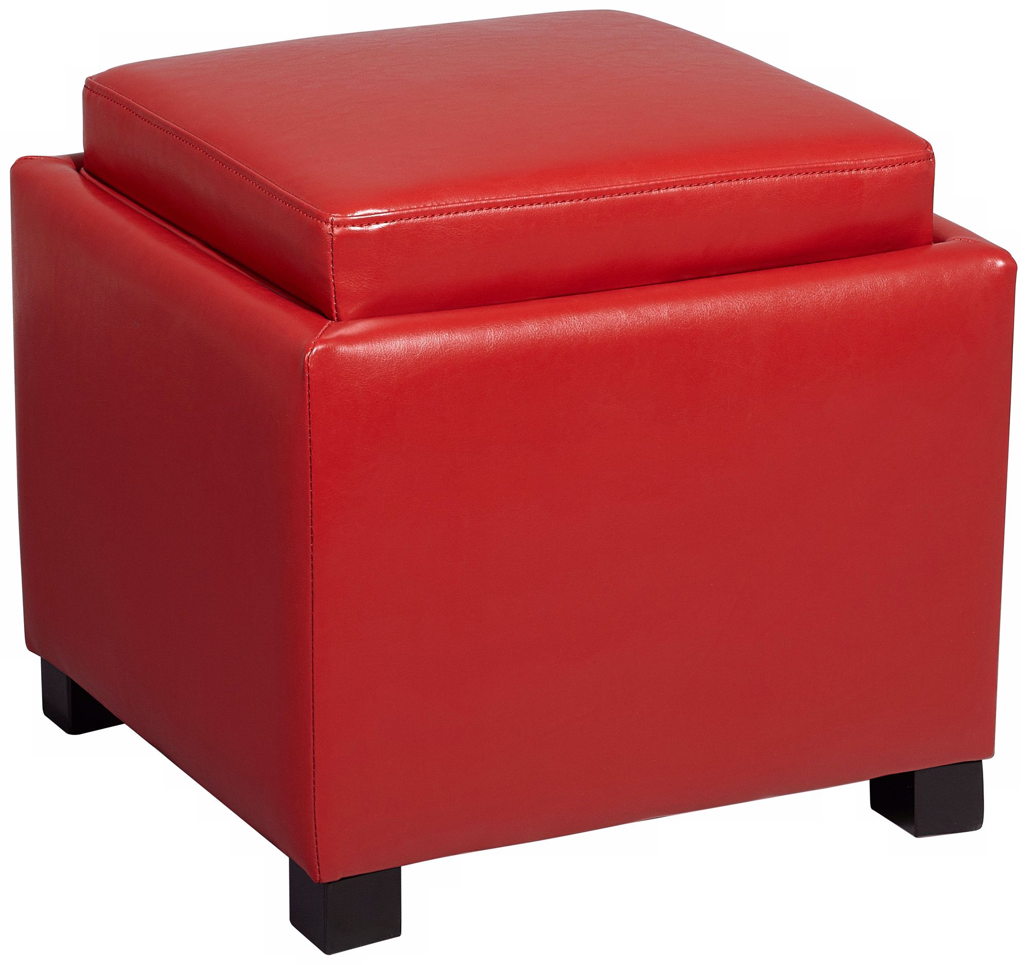 Melrose Recast Red Leather Ottoman