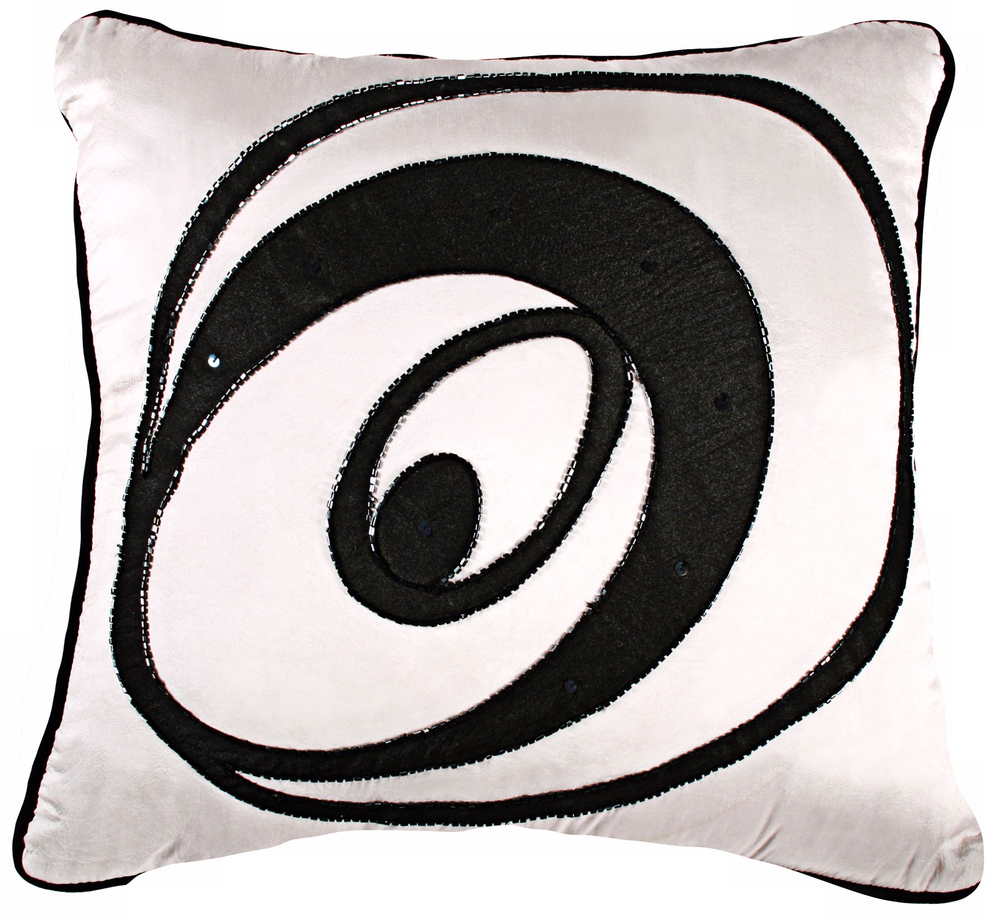 Black on White Beaded 18" Pillow