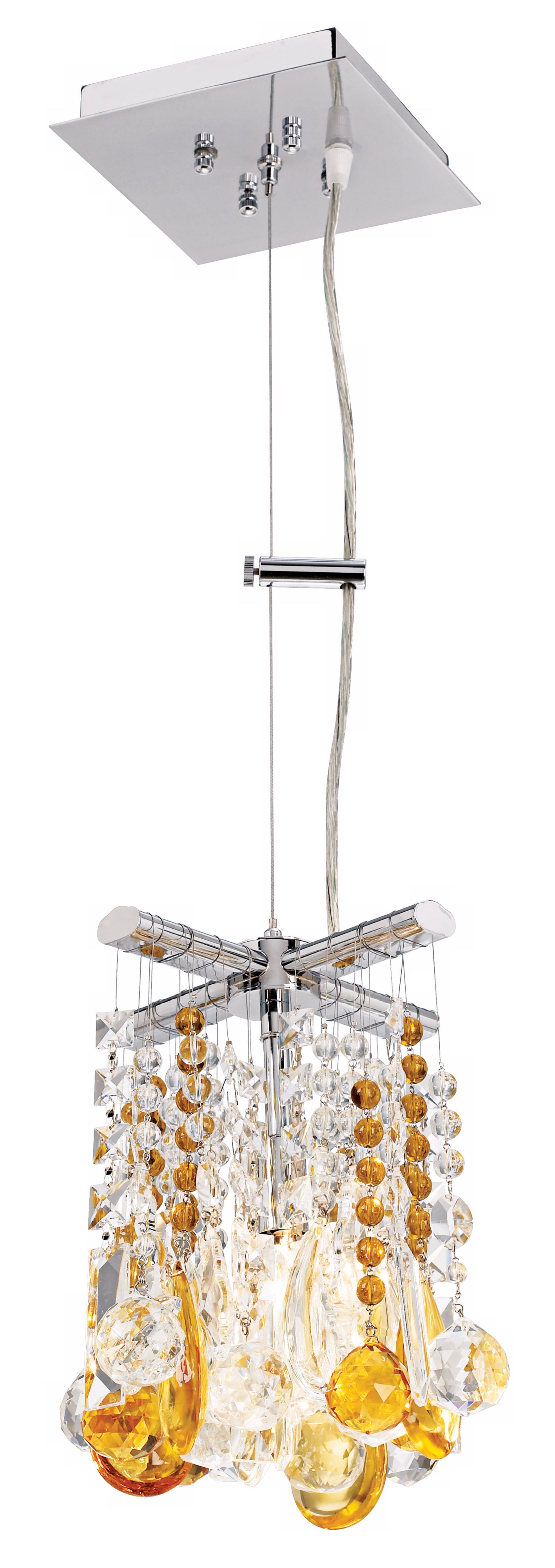 Luminous 8" Wide Amber and Clear Crystal Pendant Chandelier more views
