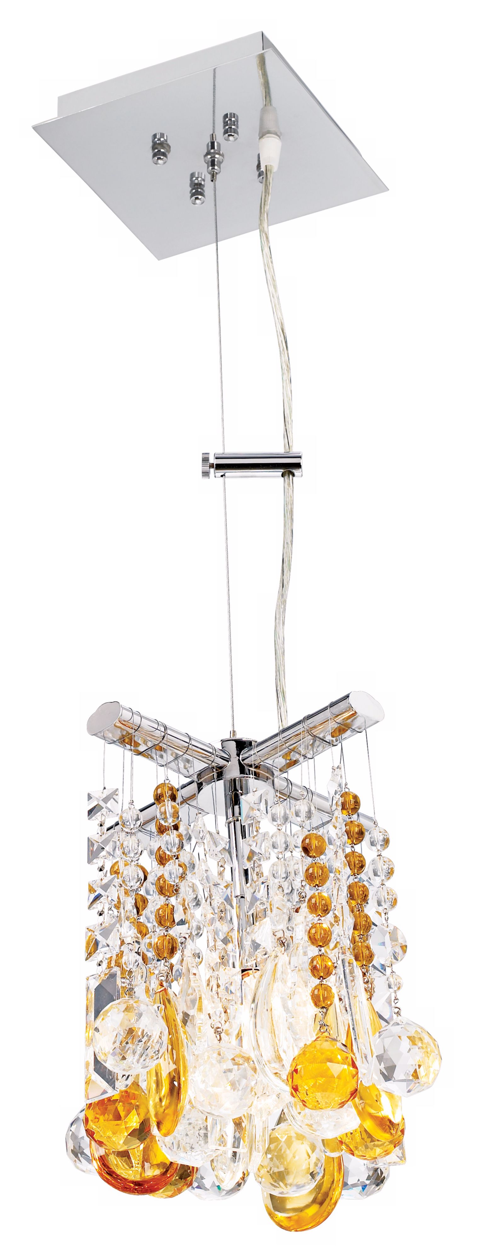 Luminous 8" Wide Amber and Clear Crystal Pendant Chandelier more views