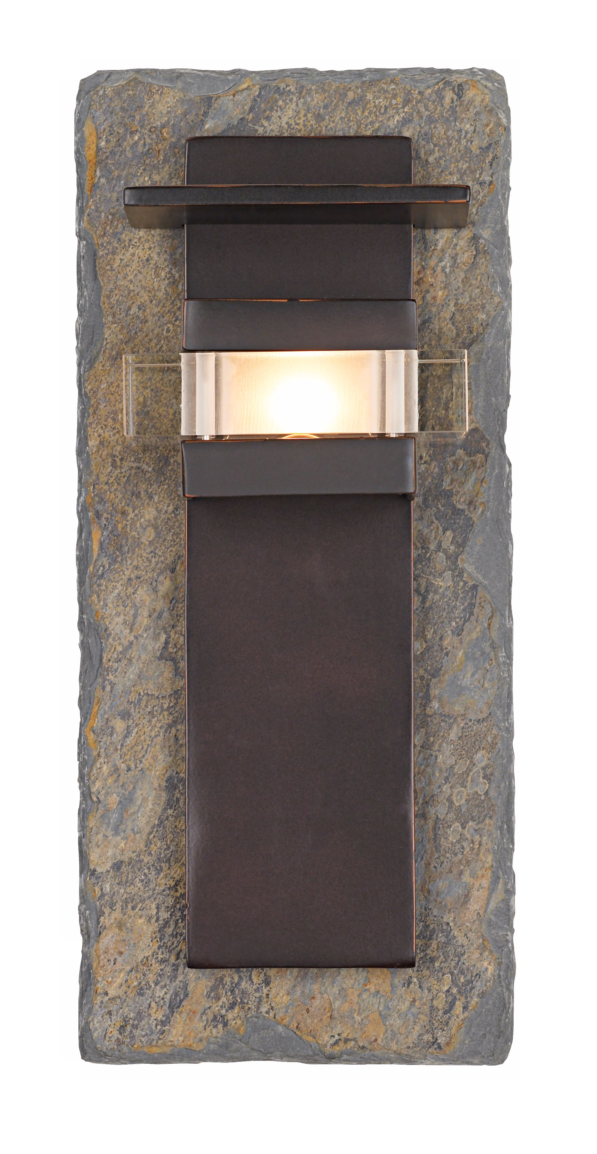Natural Slate and Bronze 15" High Outdoor Wall Light more views