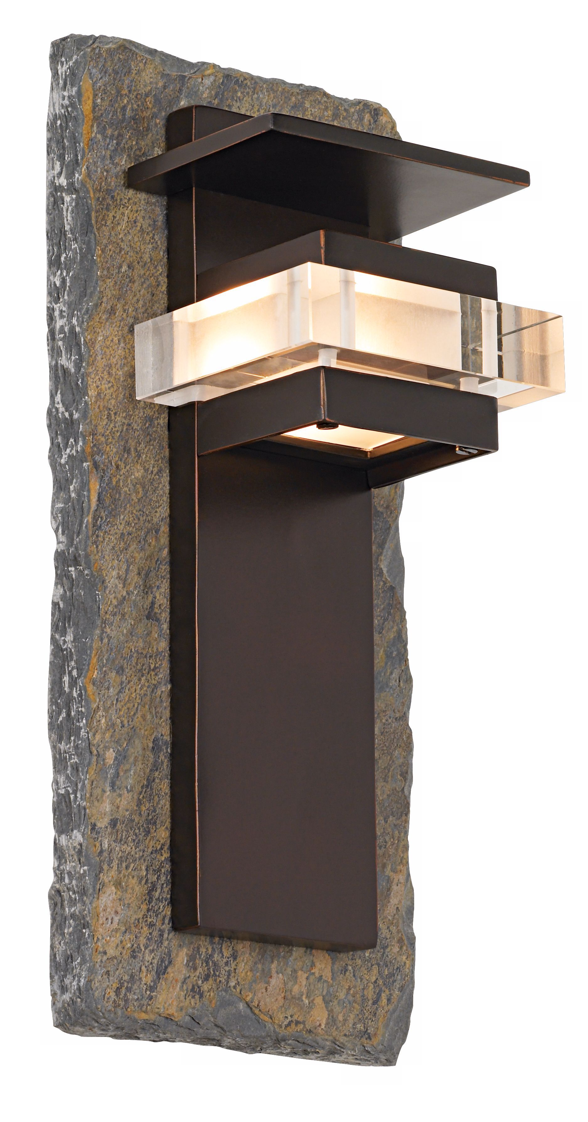 Natural Slate and Bronze 15" High Outdoor Wall Light more views