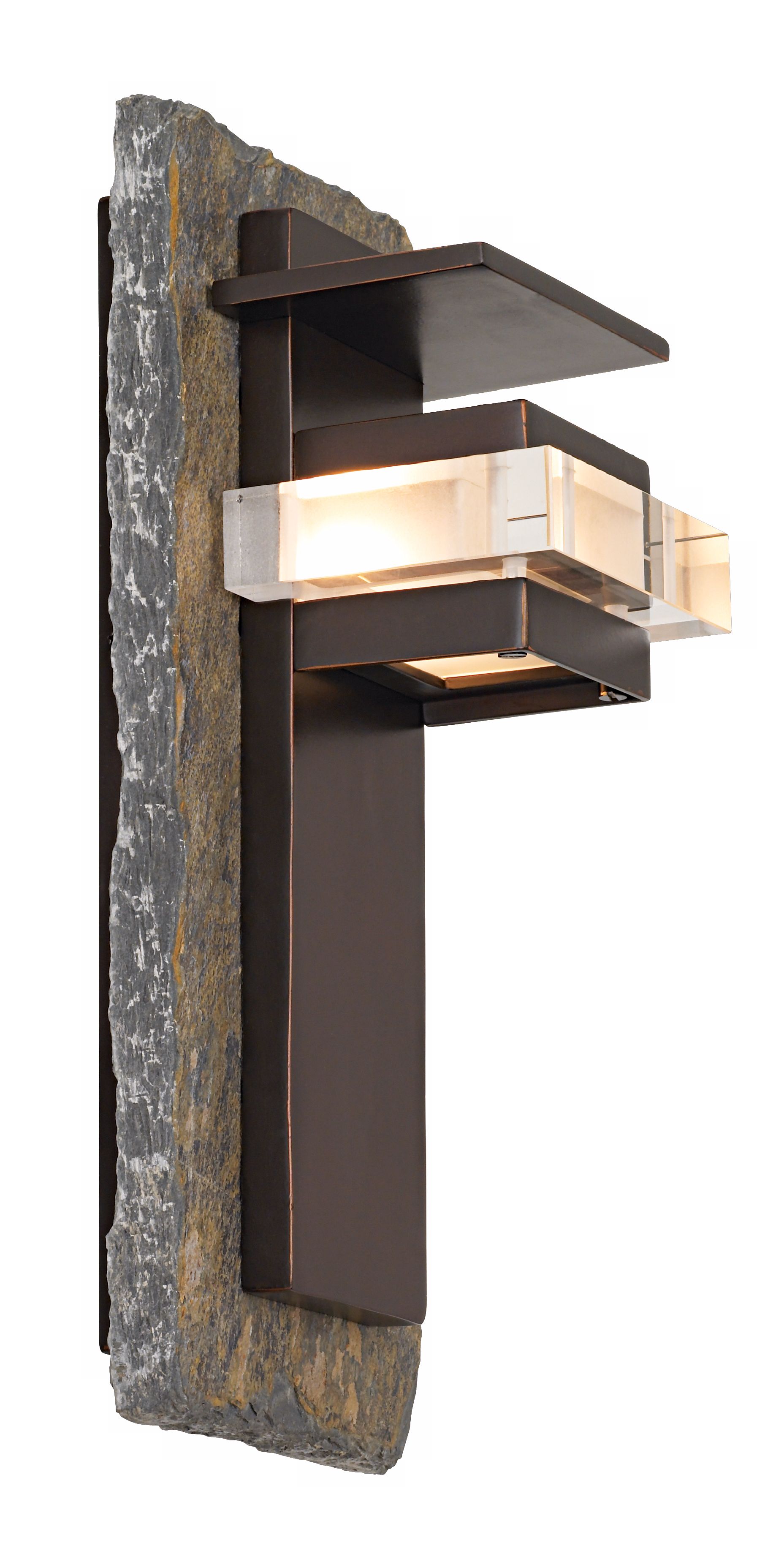 Natural Slate and Bronze 15" High Outdoor Wall Light more views