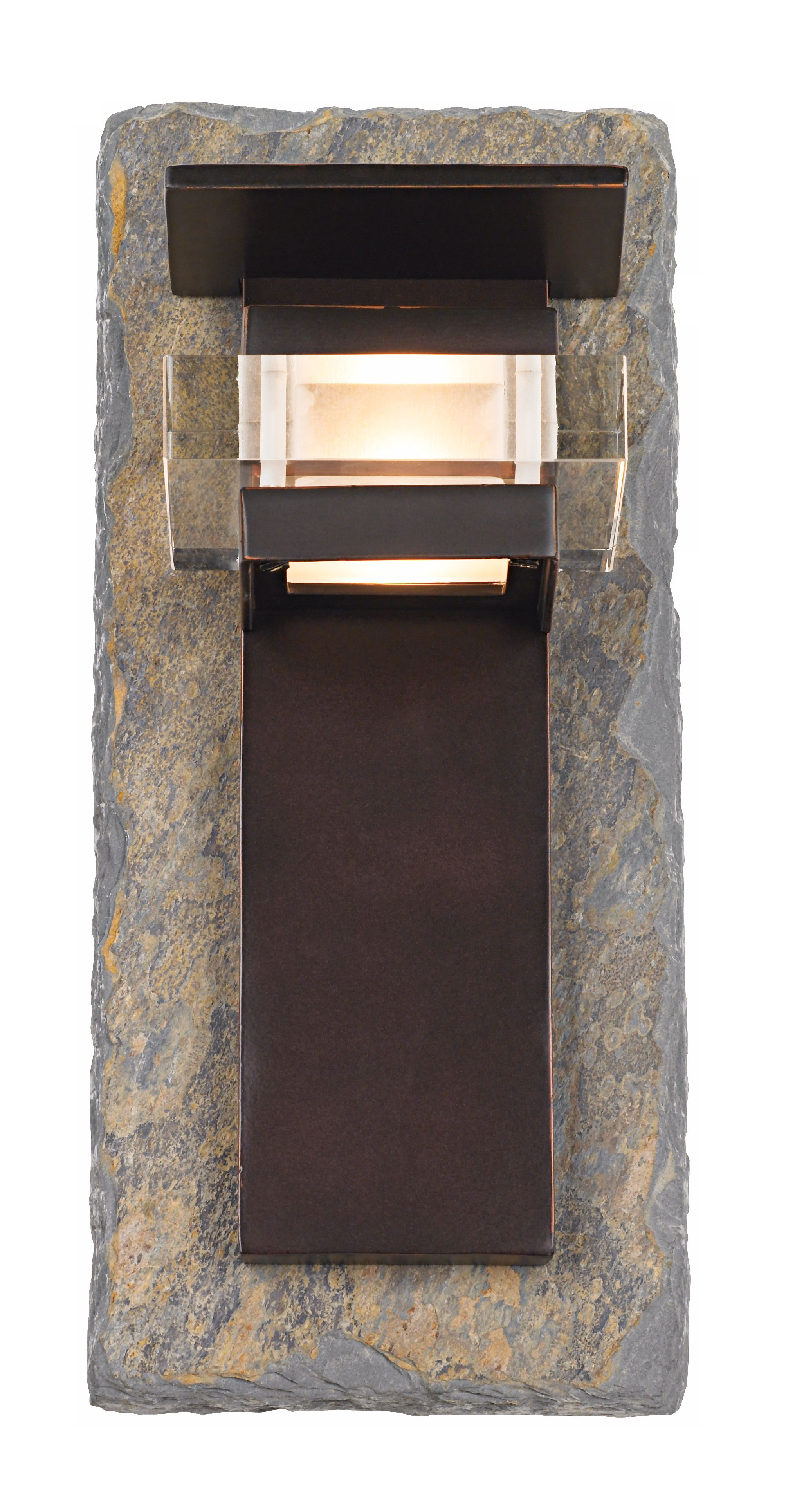 Natural Slate and Bronze 15" High Outdoor Wall Light more views