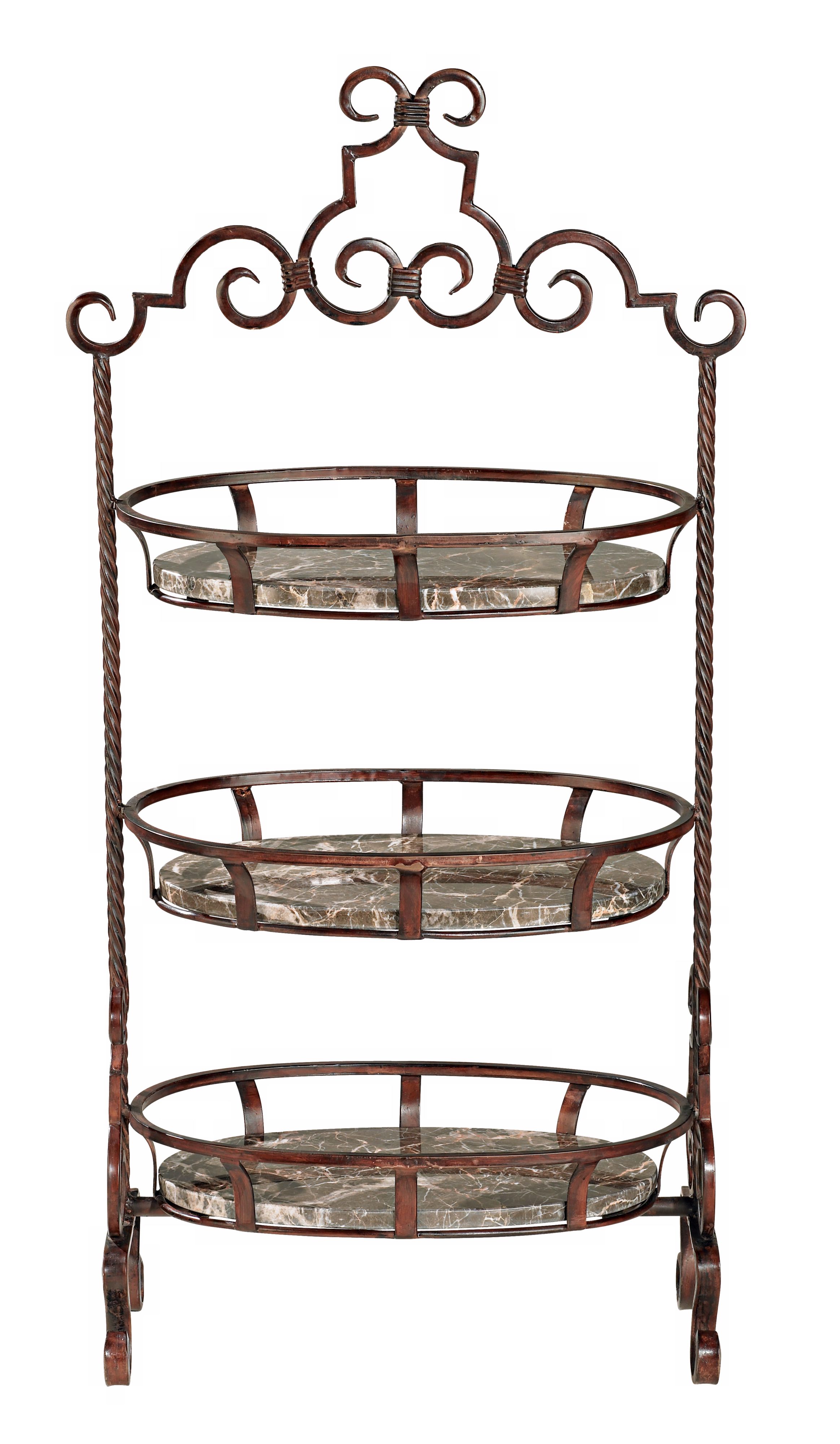 41" High Three Tier Iron Scroll Detail Basket more views