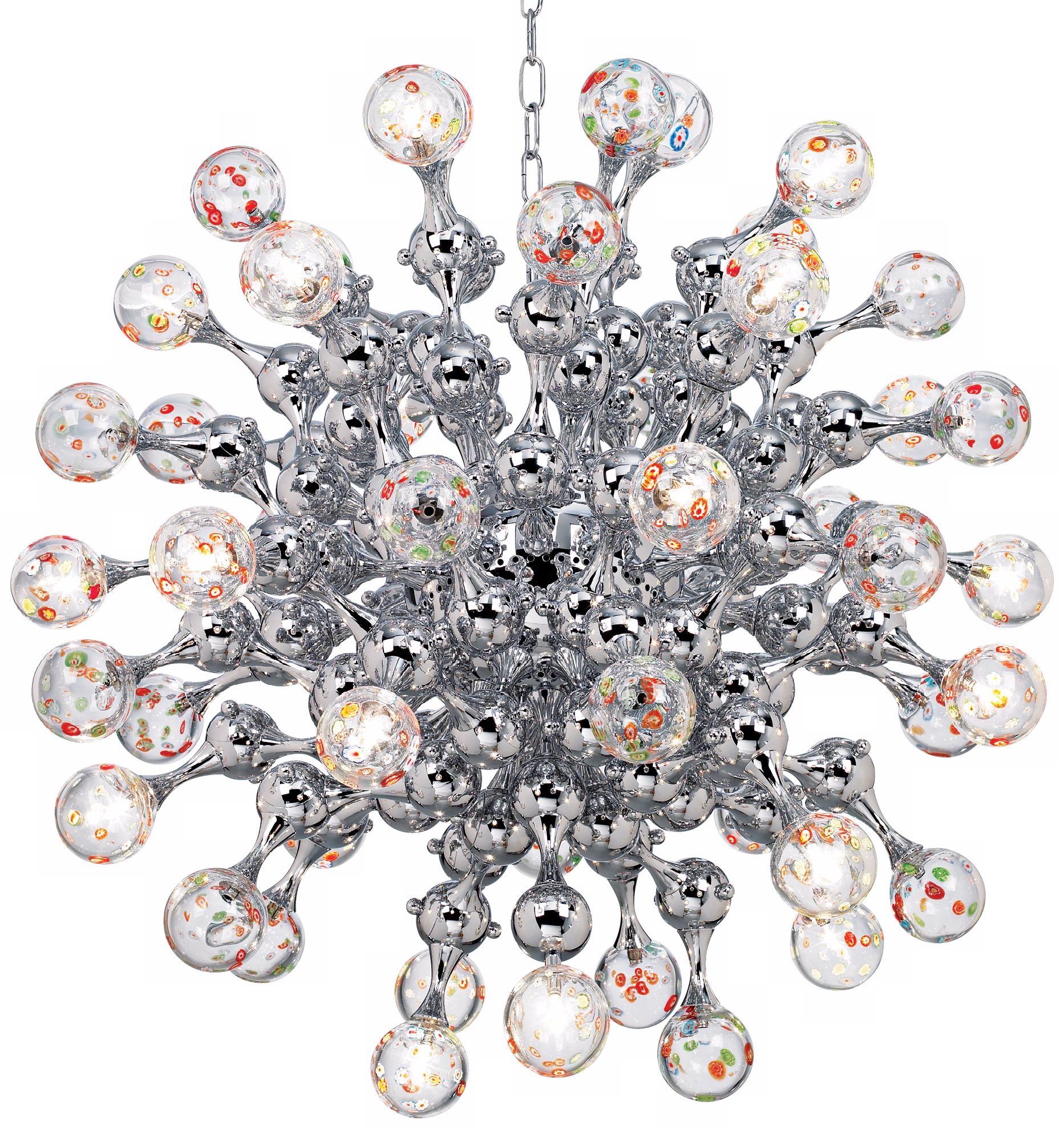 Contemporary glass and chrome chandelier