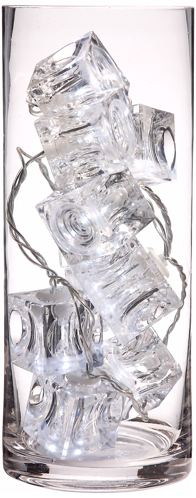 10 Clear Ice Cube LED Lights in Clear Vase more views