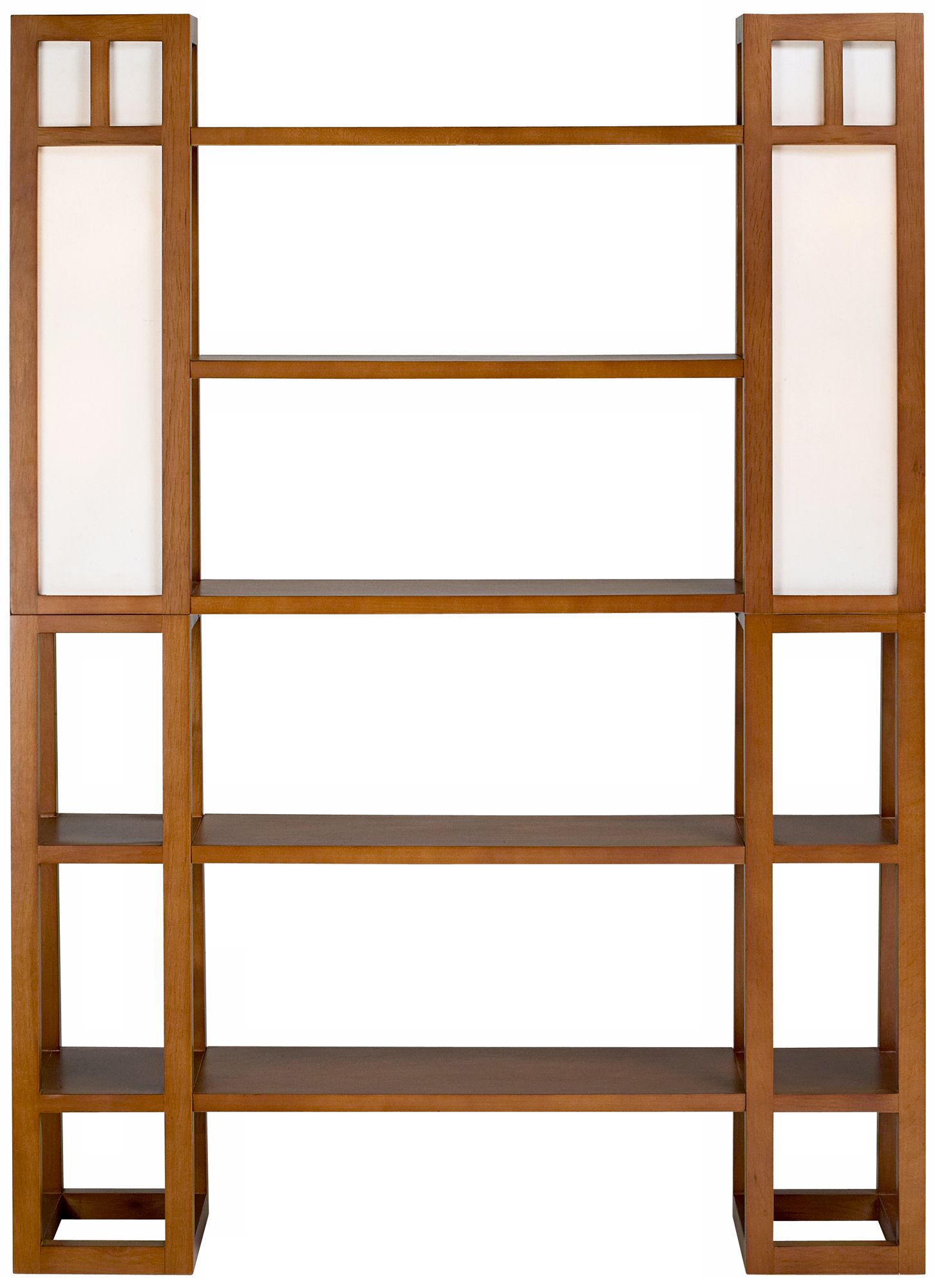 Walnut Finish Lighted 5-Shelf Etagere more views