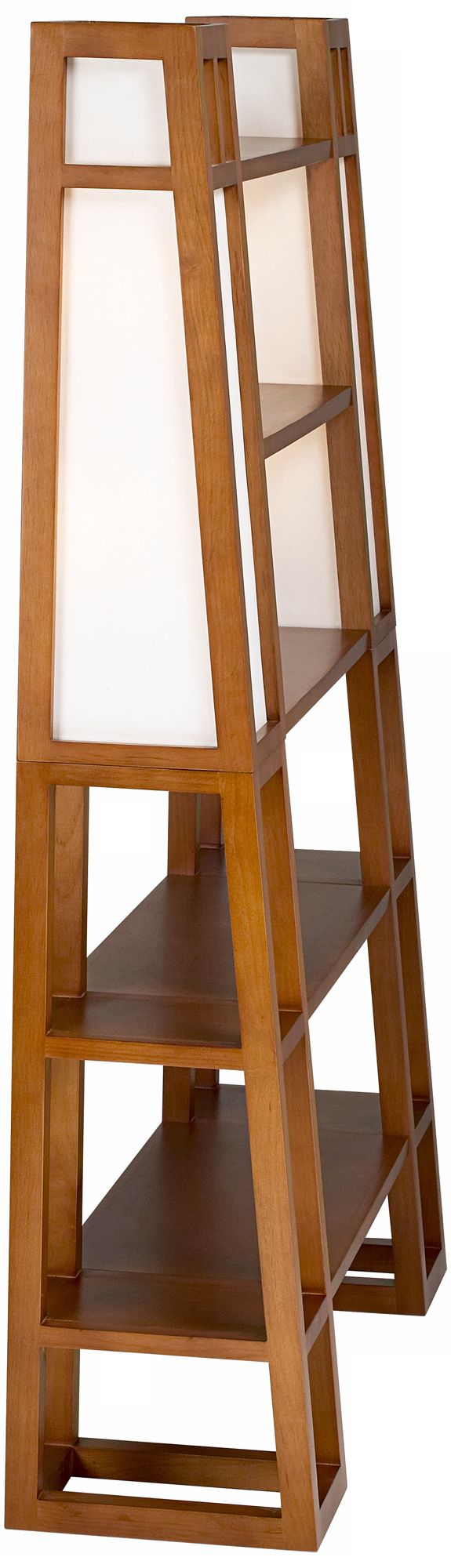 Walnut Finish Lighted 5-Shelf Etagere more views