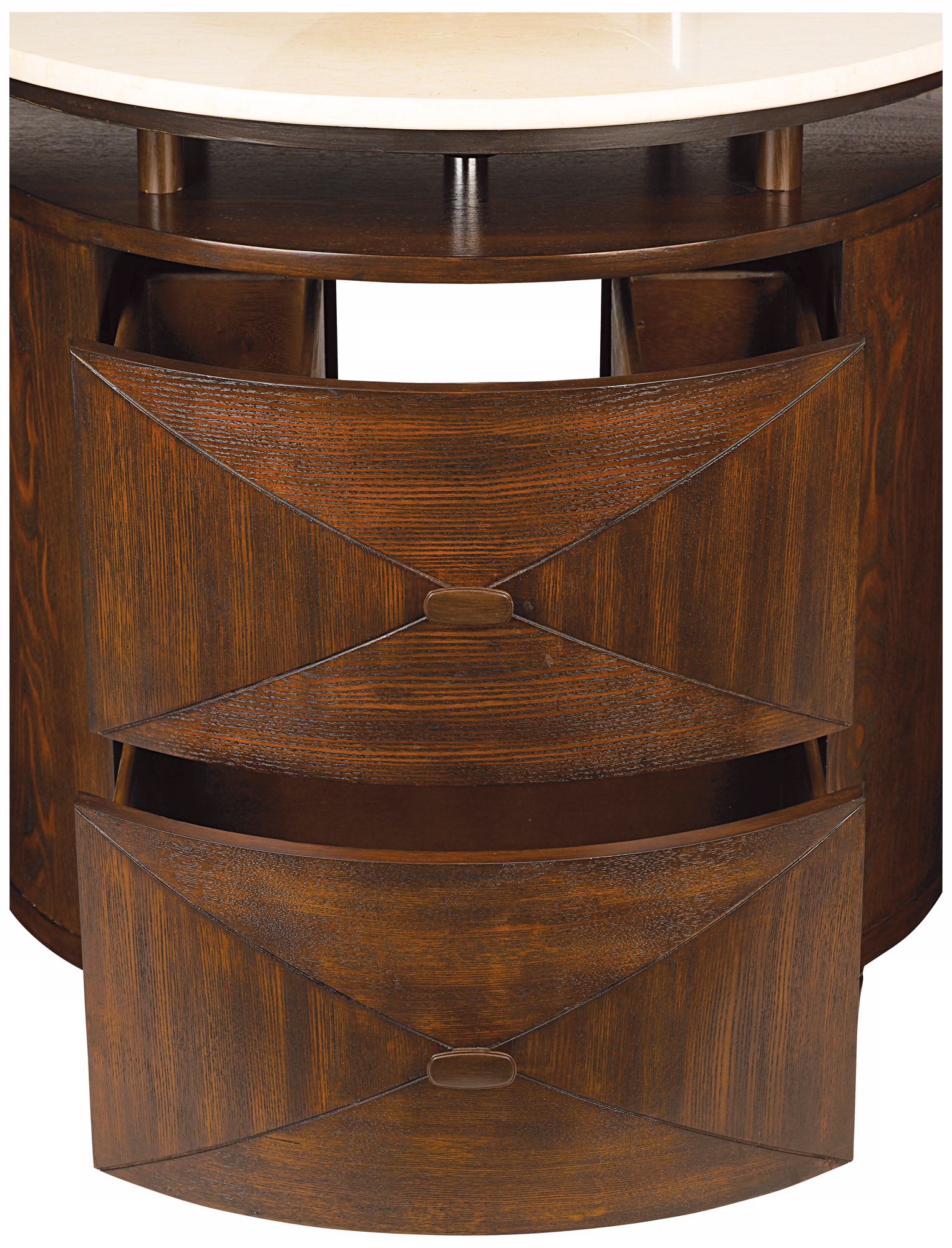 Walnut Finish Marble Top Glass Basin Sink Console more views