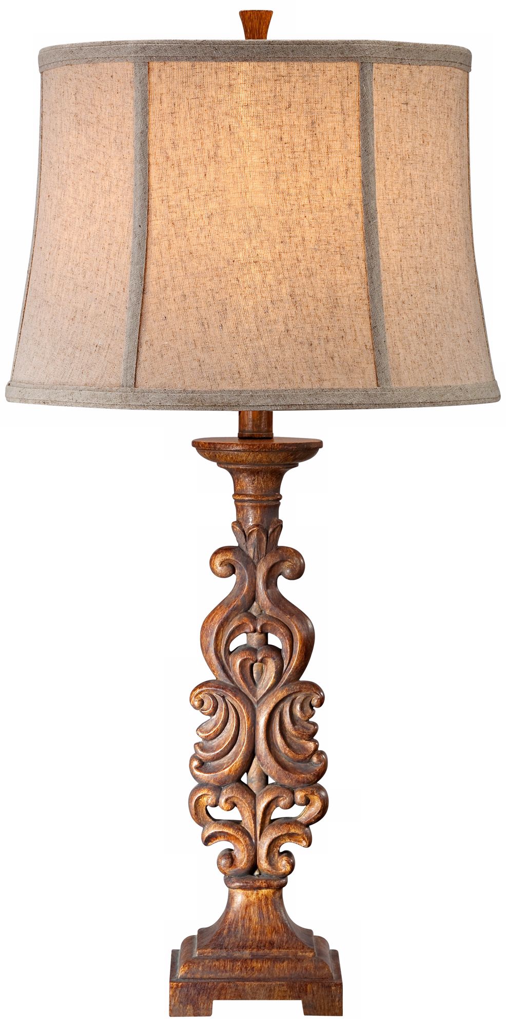 Faux Wood Carved Column Table Lamp more views