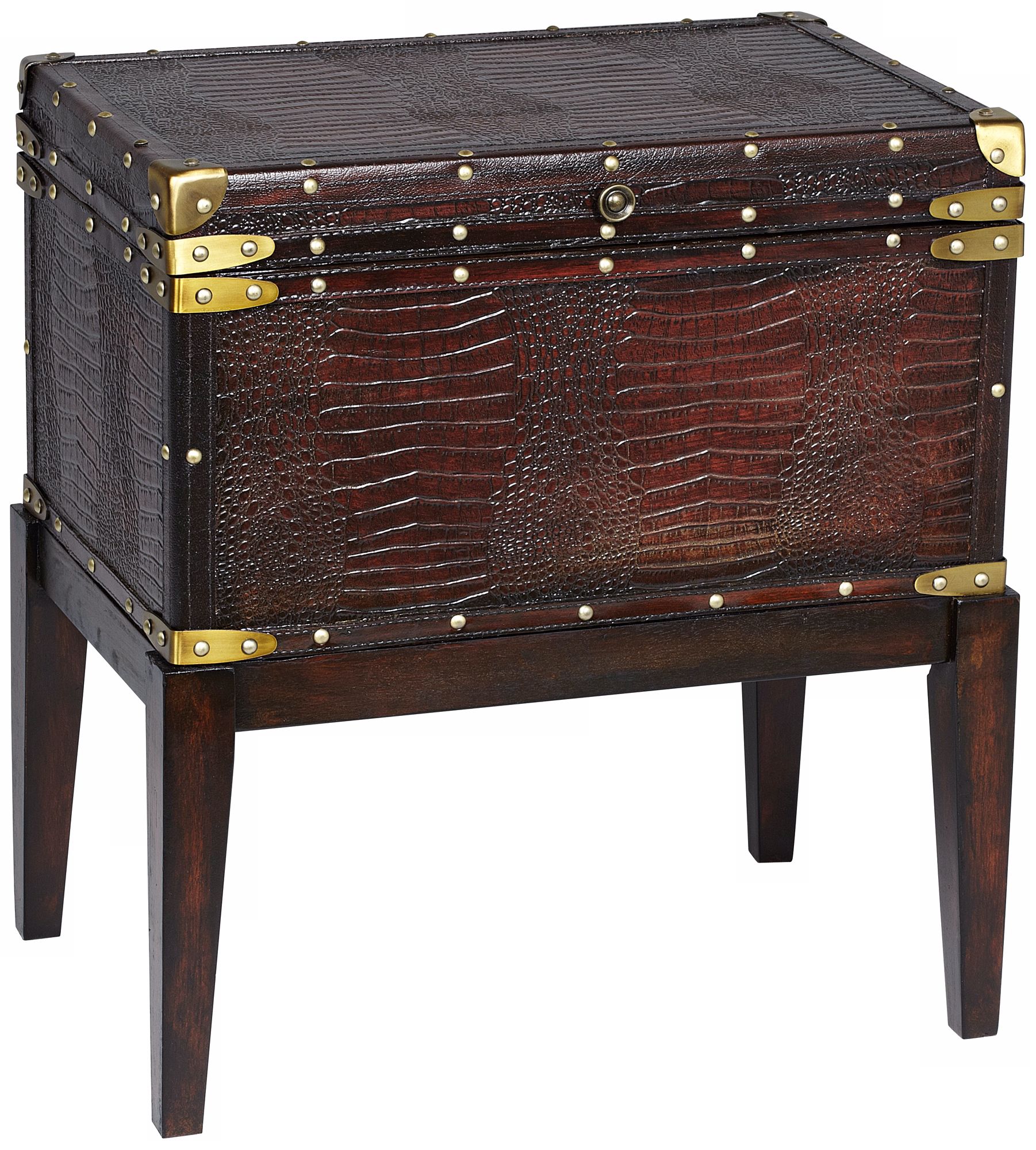 Faux Alligator Leather Chest End Table