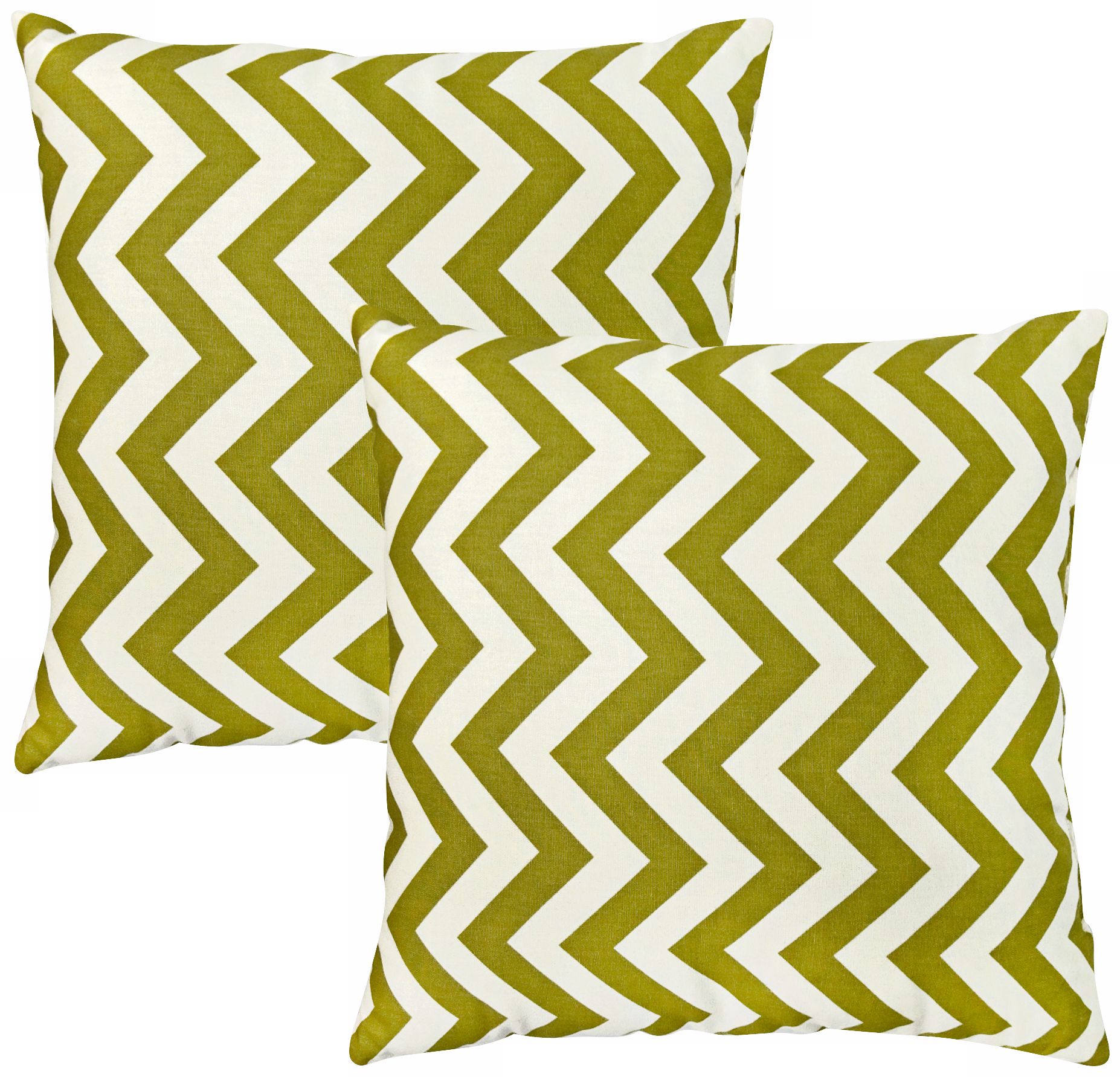 Set of 2 Green Zig Zag Toss Pillows