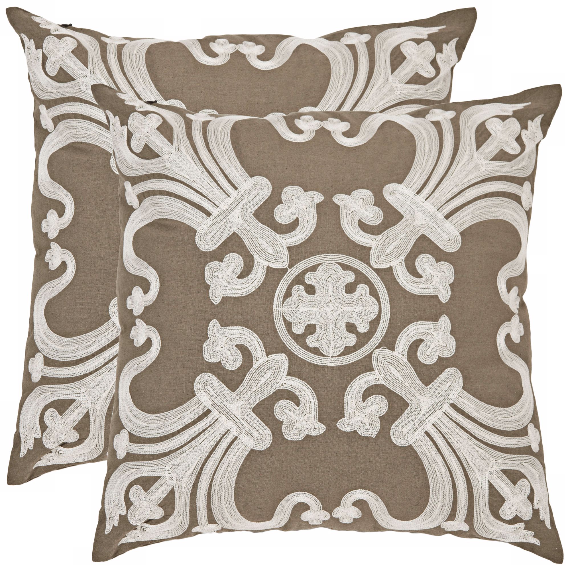 Set of 2 Collette Khaki Square Pillows