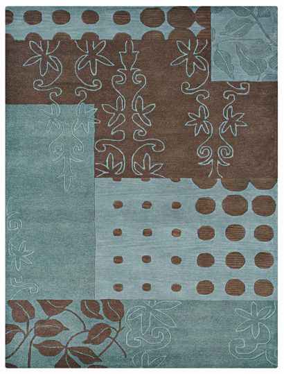 Zurick 5'x8' Brown and Blue Area Rug