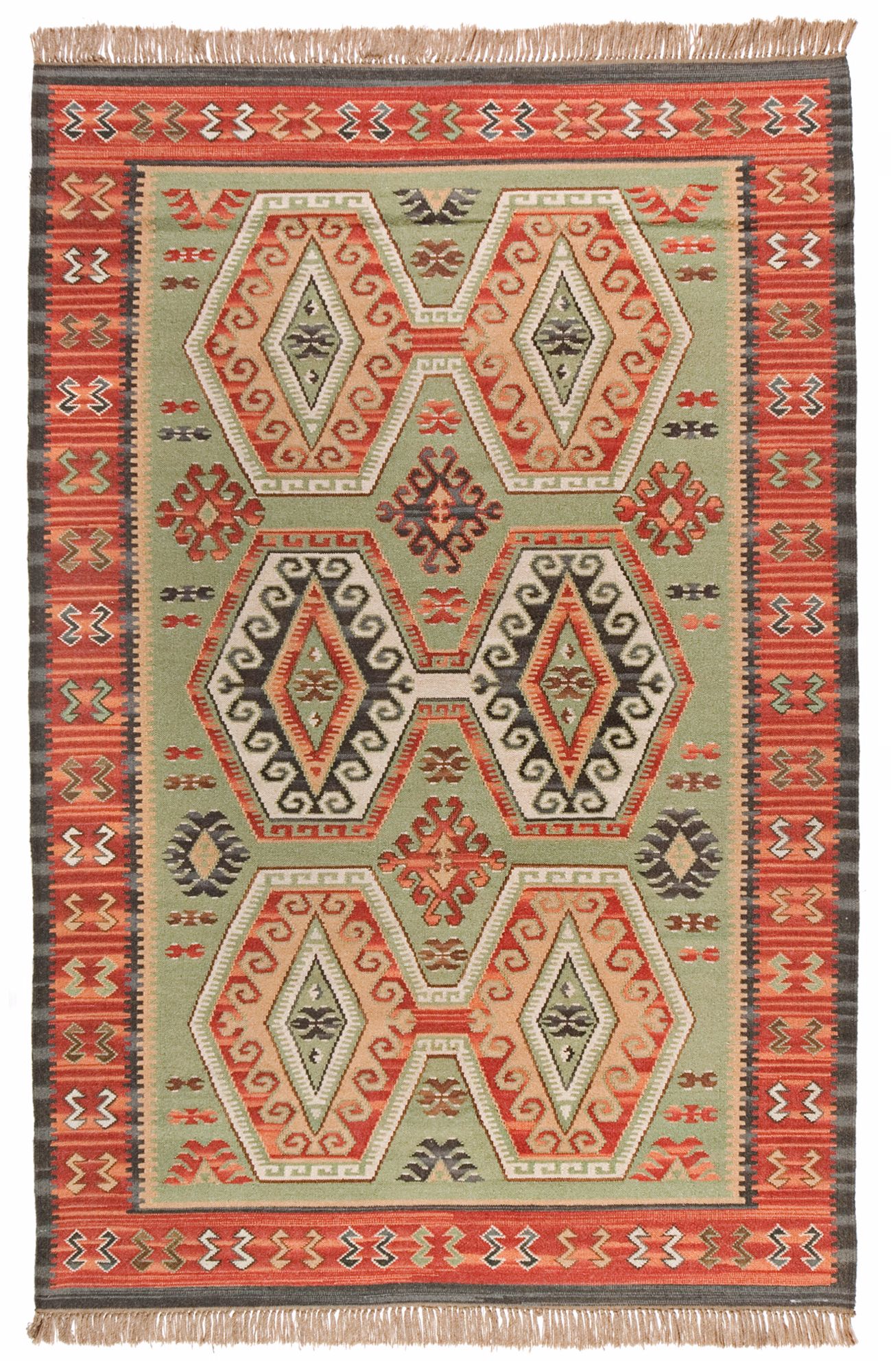 Malka 3'6"x5'6" Green Area Rug