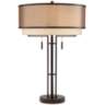 Andes Double Shade Industrial Table Lamp With USB Dimmer