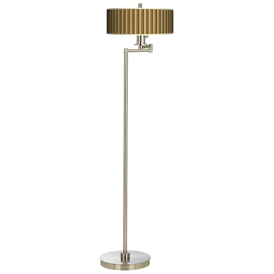 Umber Stripes Energy Efficient Swing Arm Floor Lamp   #13024 J9181