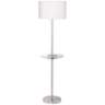 Caper Brushed Nickel Tray Table Floor Lamp with USB Port and Outlet