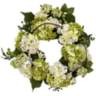 Cream and Green Hydrangea 22&quot; Round Faux Flower Wreath