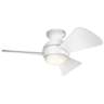 34&quot; Sola Matte White Wet LED Hugger Ceiling Fan with Wall Control