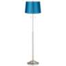 Abba Satin Turquoise Twin Pull Chain Floor Lamp