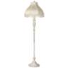 Cream Scallop Vintage Chic Antique White Floor Lamp with Fringe