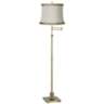 Westbury Ivory Linen Shade Brass Swing Arm Floor Lamp