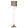 Westbury Natural Linen Shade Brass Swing Arm Floor Lamp