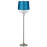 Crystals Turquoise Satin Shade Brushed Nickel Floor Lamp
