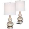 Castine Mercury Glass Table Lamps with USB Port Set of 2