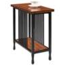Ironcraft 24&quot; Wide Metal and Oak Top Narrow Chairside Table