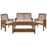 Kevin Dark Brown 4-Piece Patio Conversation Set and Cushions