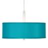 Teal Blue Polyester 16&quot; Wide Pendant Chandelier