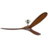 70&quot; Monte Carlo Maverick Max Brushed Steel Koa Damp Fan with Remote