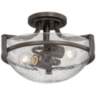 Mallot 13&quot; Wide Bronze and Clear Seeded Glass Ceiling Light