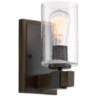 Poetry 9&quot; High Seedy Glass Wood Grain Accent Wall Sconce