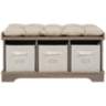 Carvallo Driftwood 3-Cubby Storage Bench with Bins