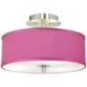 Pink Orchid Faux Silk 14" Wide Steel Ceiling Light