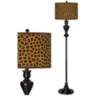 Safari Cheetah Giclee Glow Black Bronze Floor Lamp