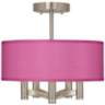 Pink Orchid Faux Silk Ava 5-Light Nickel Ceiling Light