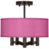 Pink Orchid Faux Silk Ava 5-Light Bronze Ceiling Light