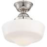 Schoolhouse Style 13 3/4&quot; Wide Polished Nickel Ceiling Light