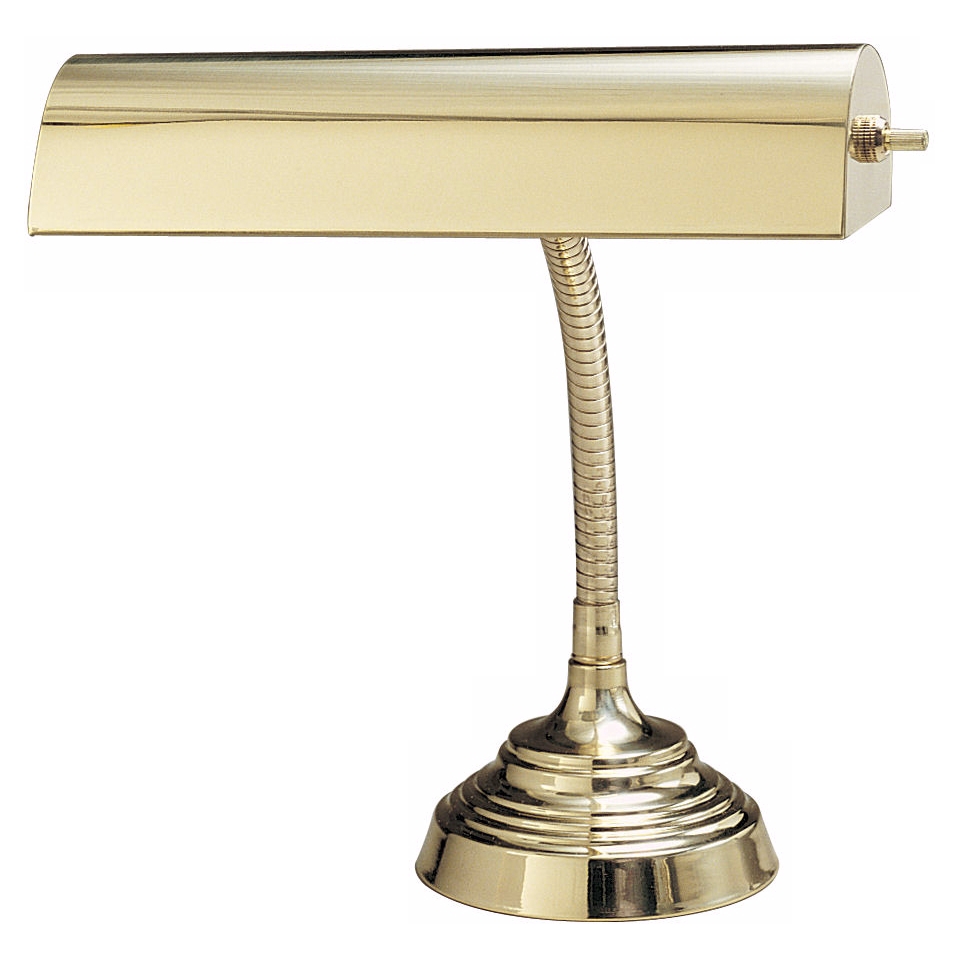 Gooseneck Polished Brass Piano Desk Lamp   #31389