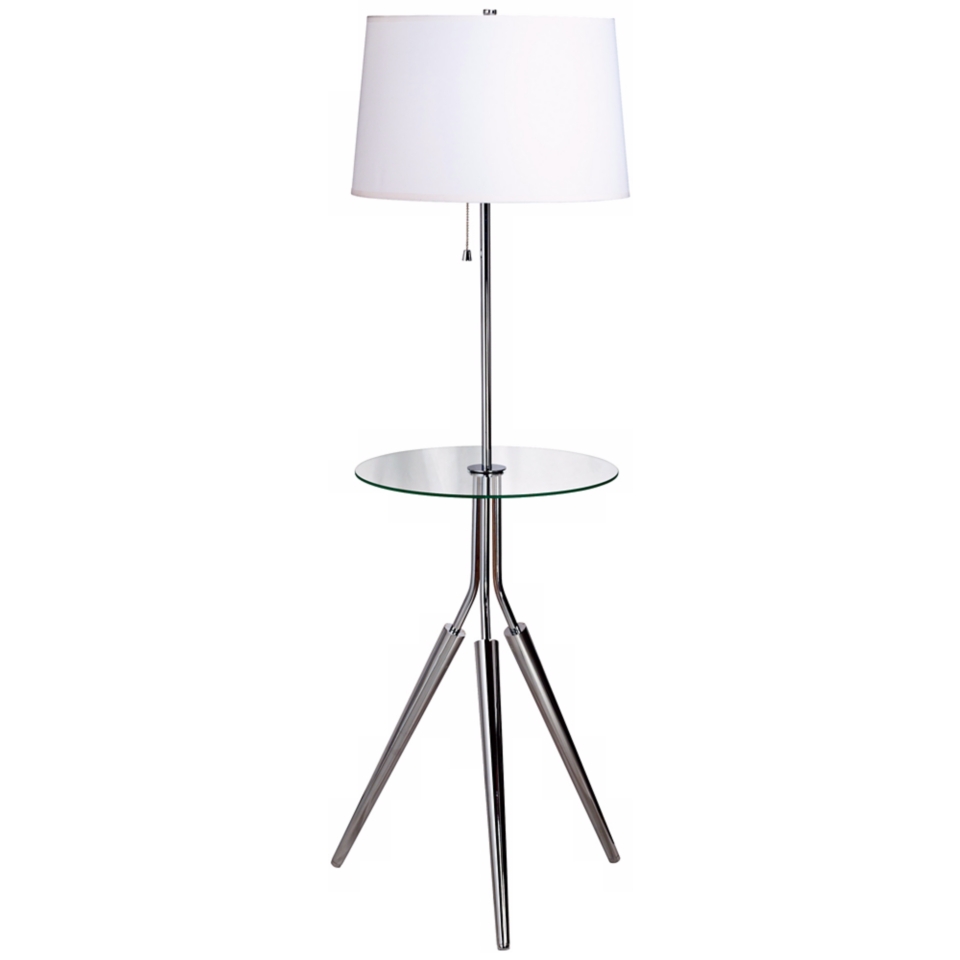 Kenroy Rosie Chrome Finish Glass Tray Table Floor Lamp   #33466