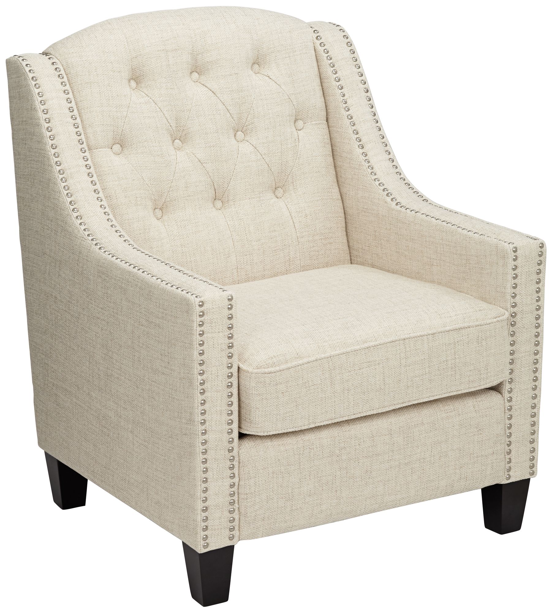 Tivoli White Linen Tufted Armchair