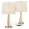 Karla Brass USB Table Lamps Set of 2