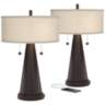 Craig Bronze Table Lamps Set of 2 with USB Ports