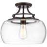 Charleston 13 1/2&quot; Wide Bronze Clear Glass LED Ceiling Light